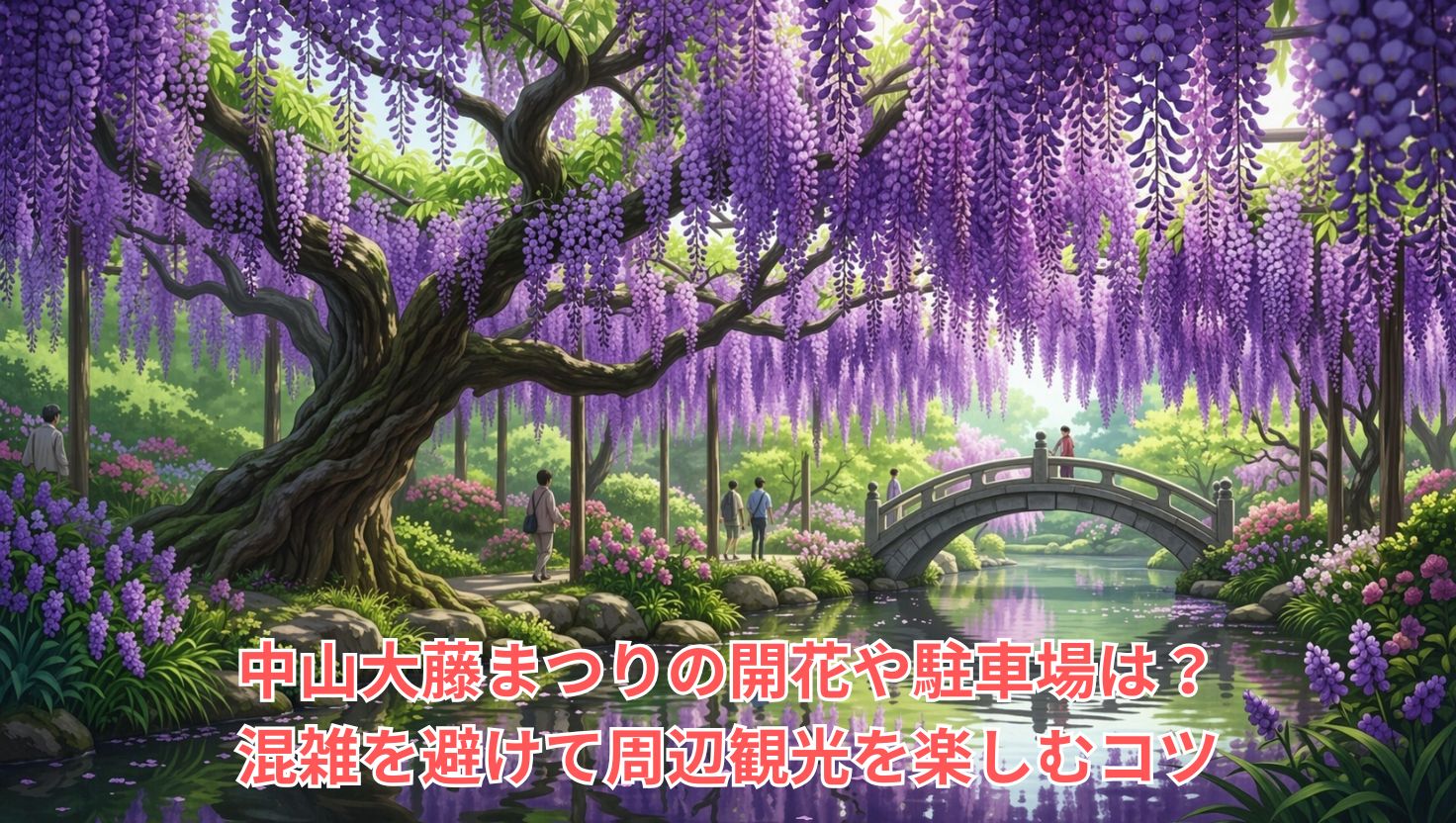 中山大藤まつり 2026の開花や駐車場は？混雑を避けて周辺観光を楽しむコツ