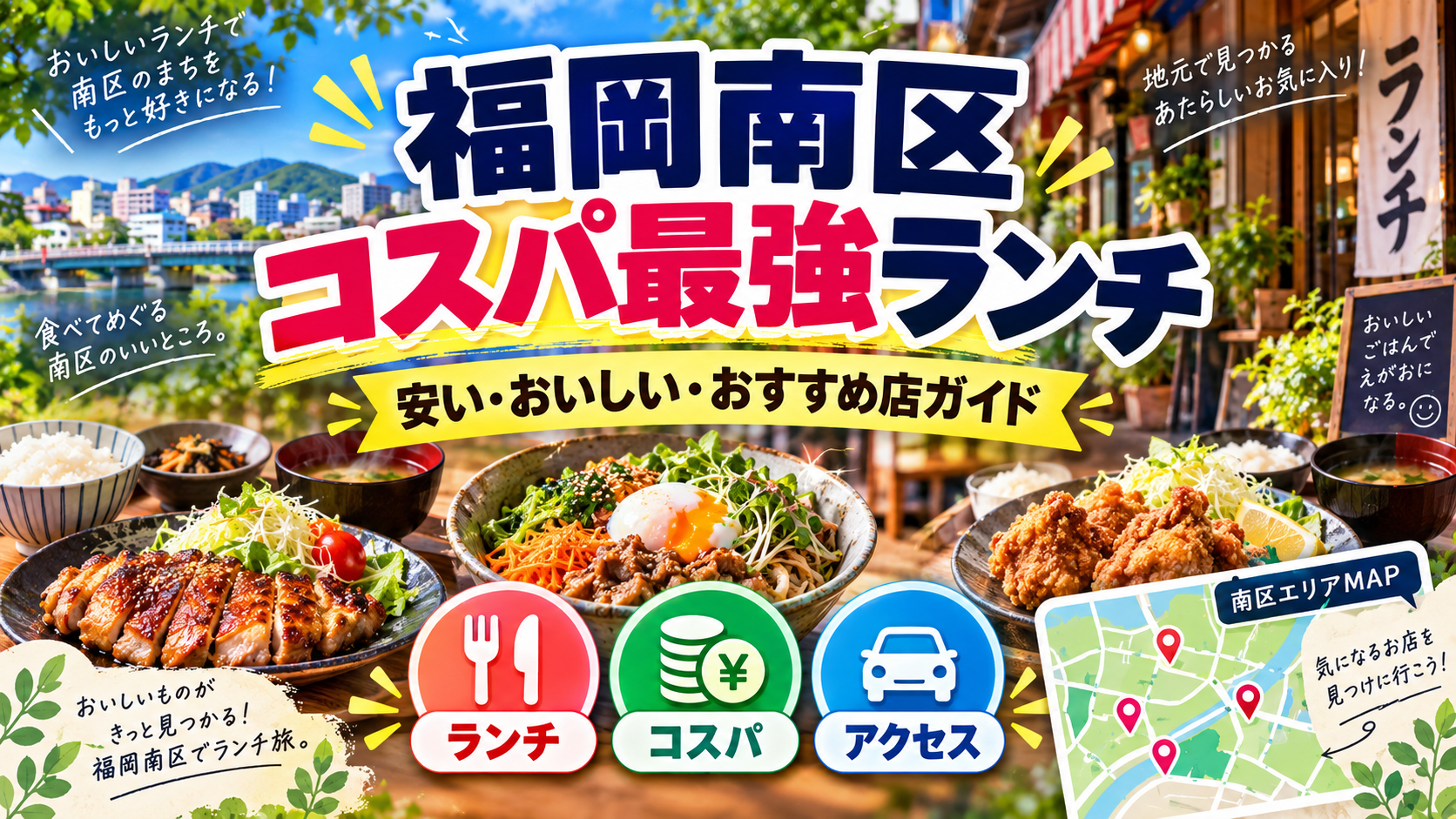 福岡南区のコスパ最強ランチを案内するアイキャッチ画像