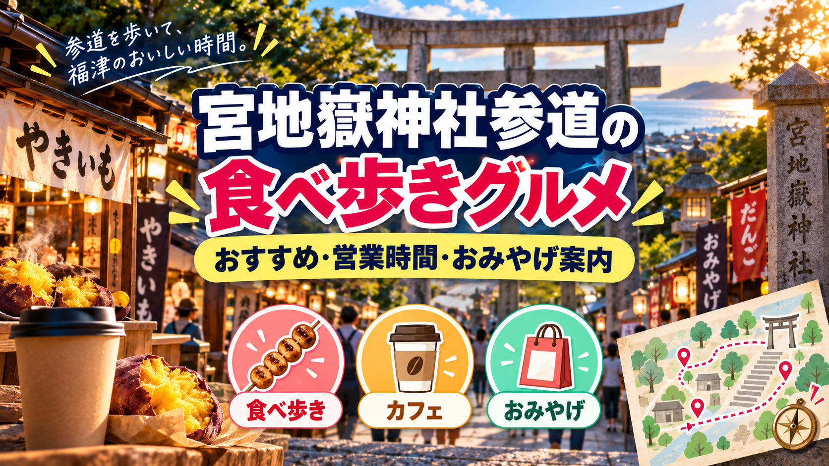 宮地嶽神社参道の食べ歩きグルメを案内するアイキャッチ画像